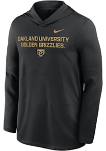 Nike Oakland University Golden Grizzlies Mens Black Sideline Lightweight Long Sleeve Lightweight H..