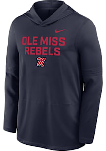 Nike Ole Miss Rebels Mens Navy Blue 0 Sideline Lightweight Hood