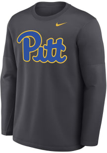 Mens Pitt Panthers Grey Nike 0 Sideline Coach Long Sleeve Hoodie