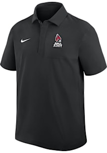 Nike Ball State Cardinals Mens Black 0 Sideline Woven Short Sleeve Polo