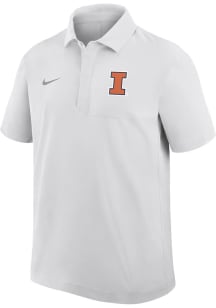 Mens Illinois Fighting Illini White Nike 0 Sideline Woven Short Sleeve Polo Shirt