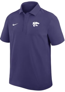 Mens K-State Wildcats Purple Nike 0 Sideline Woven Short Sleeve Polo Shirt