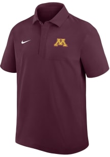 Mens Minnesota Golden Gophers Maroon Nike 0 Sideline Woven Short Sleeve Polo Shirt