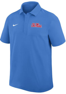 Nike Ole Miss Rebels Mens Light Blue 0 Sideline Woven Short Sleeve Polo