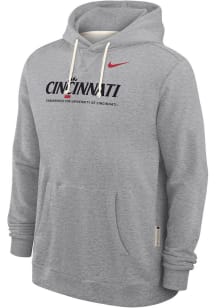 Cincinnati Bearcats Grey Nike Sideline Fleece Short Sleeve Hoods