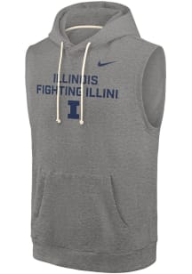 Mens Illinois Fighting Illini Grey Nike 0 Sideline Fleece Short Sleeve Dress Shirt