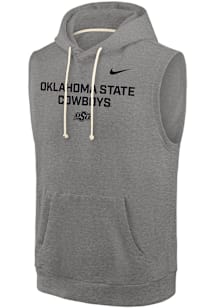 Nike Oklahoma State Cowboys Grey 0 Sideline Fleece Short Sleeve Hoods