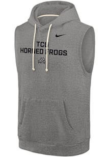 Nike TCU Horned Frogs Grey 0 Sideline Fleece Short Sleeve Hoods
