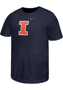 Youth Illinois Fighting Illini Navy Blue Nike Primary Logo Short Sleeve T-Shirt