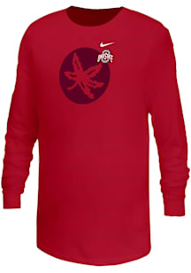 Nike Ohio State Buckeyes Youth Red Tonal Mascot Long Sleeve T-Shirt