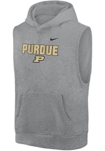 Youth Purdue Boilermakers Grey Nike Club Fleece Hooded Long Sleeve Hooded Sweatshirt