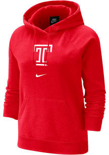 Nike Temple Owls Womens Red Fleece Hooded Sweatshirt