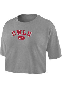 Nike Temple Owls Womens Grey Crop Short Sleeve T-Shirt