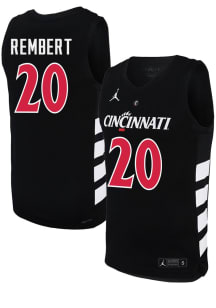 JJ Rembert Mens Black Cincinnati Bearcats NIL Game Basketball Jersey