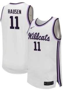 Brendan Hausen Mens White K-State Wildcats NIL Game Basketball Jersey