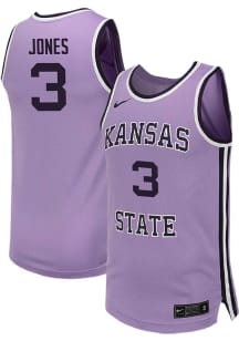 Cj Jones Mens Lavender K-State Wildcats NIL Game Basketball Jersey