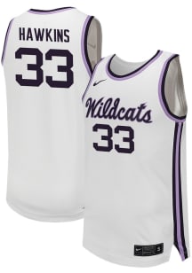 Coleman Hawkins Mens White K-State Wildcats NIL Game Basketball Jersey