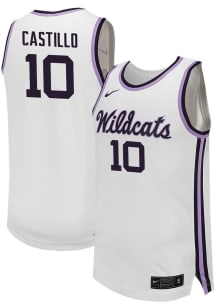 David Castillo Mens White K-State Wildcats NIL Game Basketball Jersey