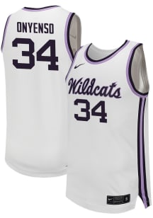 Ugonna Onyenso Mens White K-State Wildcats NIL Game Basketball Jersey