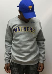 Nike Pitt Panthers Mens Grey Club Fleece Long Sleeve Crew Sweatshirt