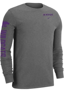 Nike K-State Wildcats Grey Logo Long Sleeve T Shirt