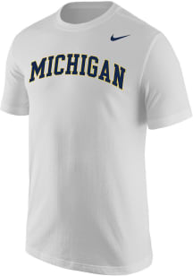 Michigan Wolverines White Nike Arch Name Short Sleeve T Shirt
