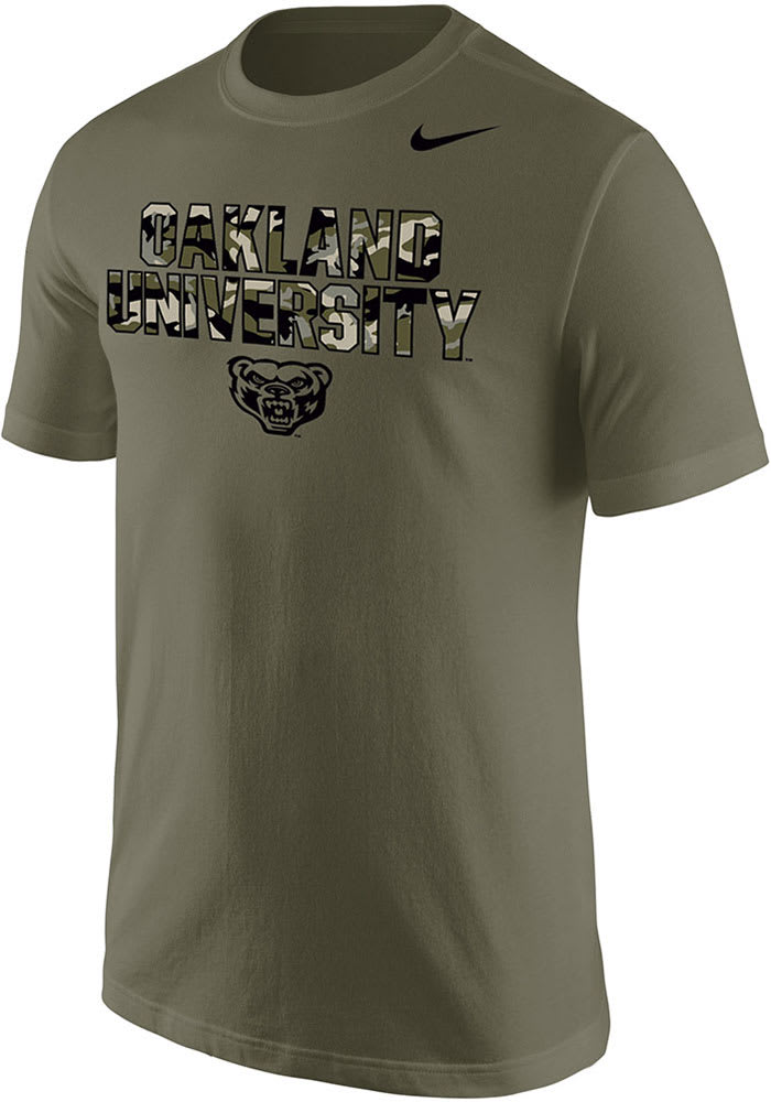 Nike Oakland University Golden Grizzlies Olive Olive Short Sleeve T Shirt