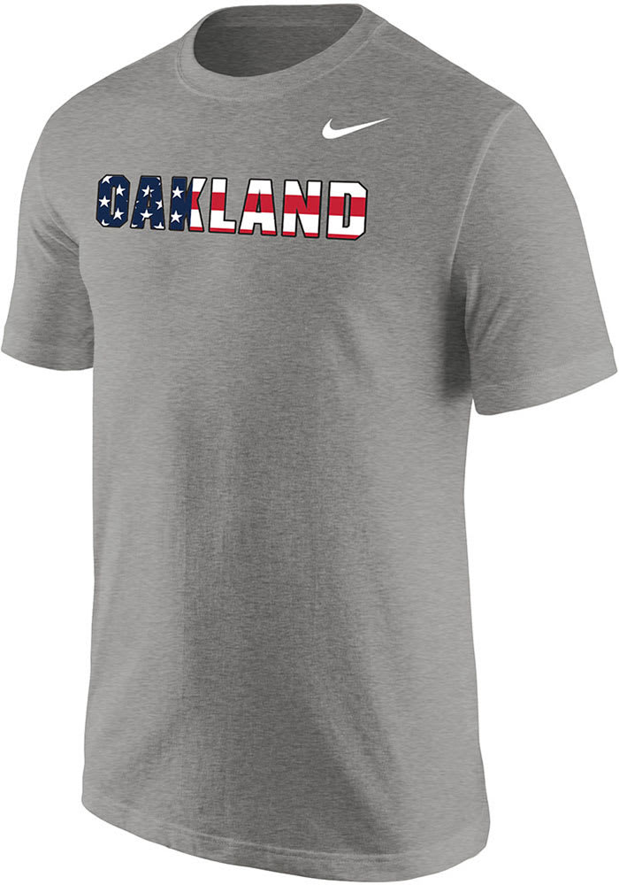 Nike Oakland University Golden Grizzlies Grey Americana Short Sleeve T Shirt