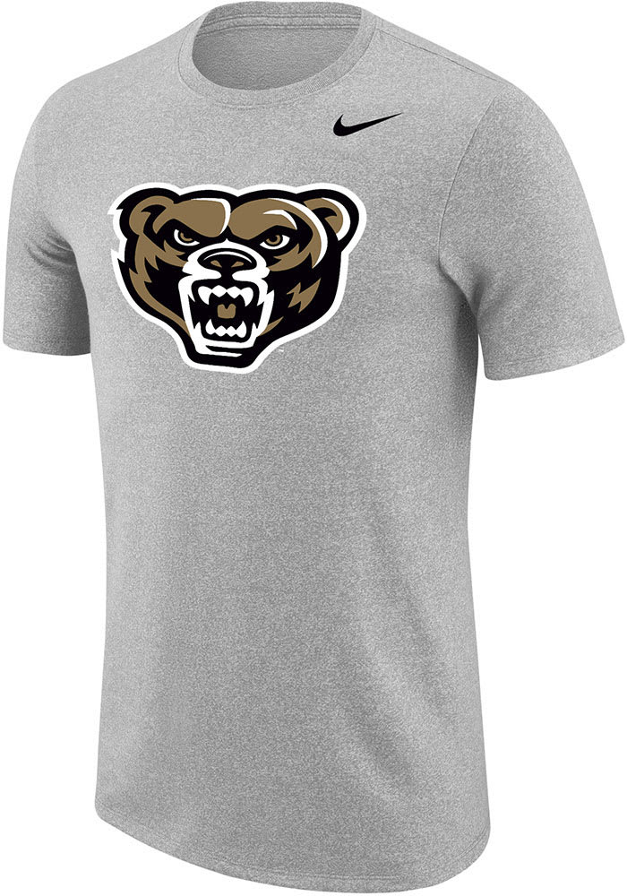 Nike Oakland University Golden Grizzlies Grey Logo Marled Short Sleeve T Shirt