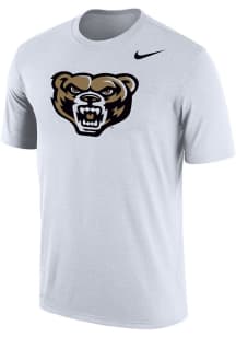 Nike Oakland University Golden Grizzlies White Tonal Logo Dri-FIT Cotton Short Sleeve T Shirt