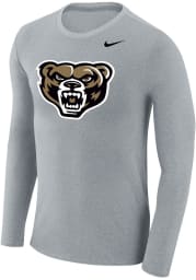 Nike Oakland University Golden Grizzlies Grey Logo Marled Long Sleeve T Shirt