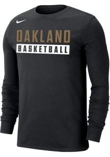 Nike Oakland University Golden Grizzlies Black Basketball Dri-FIT Cotton Long Sleeve T Shirt