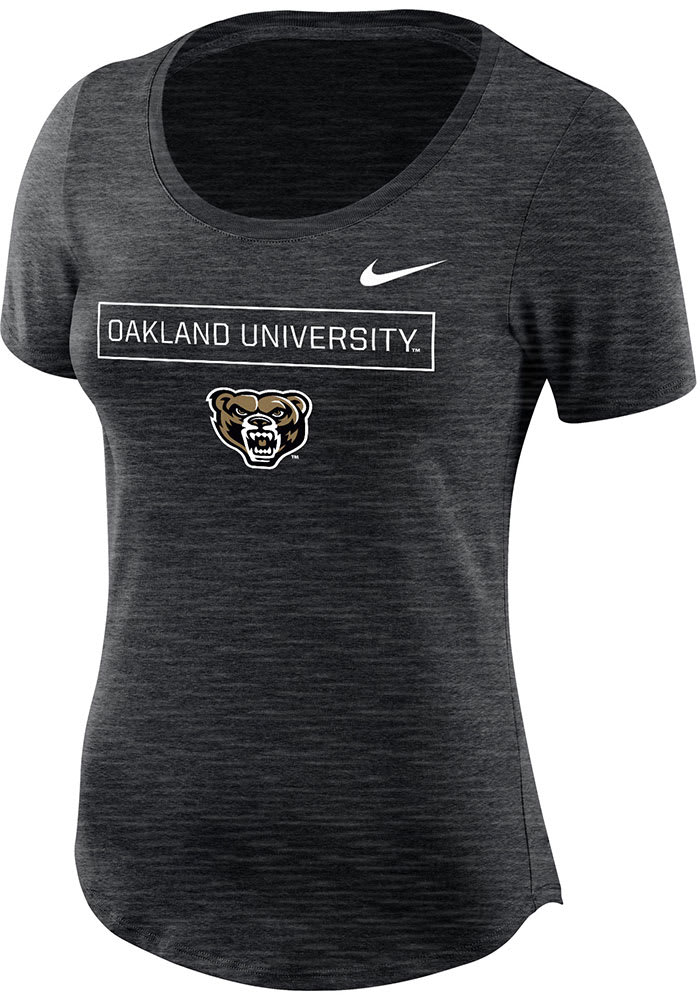 Nike Oakland University Golden Grizzlies Womens Black Dry Slub Short Sleeve T-Shirt