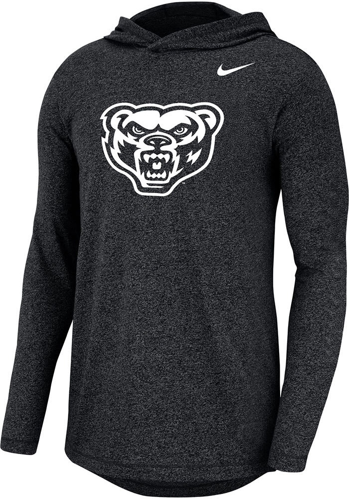 Nike Oakland University Golden Grizzlies Mens Black Tonal Logo Marled Long Sleeve Hoodie