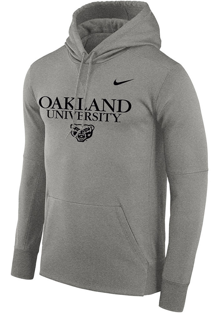Oakland University Golden Grizzlies Nike Grey Wordmark Therma Hood