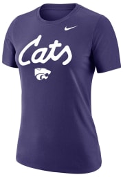 Nike K-State Wildcats Womens Purple Cats Script Short Sleeve T-Shirt