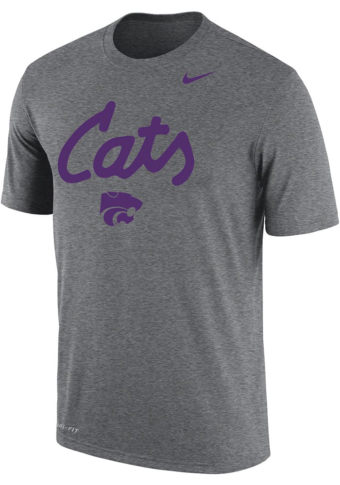 Nike K-State Wildcats Grey Dri-FIT Cats Script Short Sleeve T Shirt