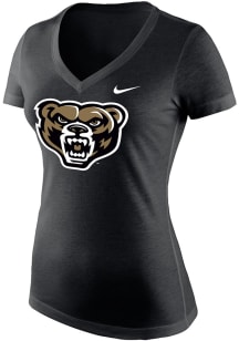 Nike Oakland University Golden Grizzlies Womens Black Triblend Mid-V Short Sleeve T-Shirt
