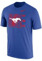 Nike SMU Mustangs Blue DriFit Facility Short Sleeve T Shirt