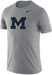 Nike Michigan Wolverines Grey Dri-FIT Logo Over Swoosh Short Sleeve T Shirt