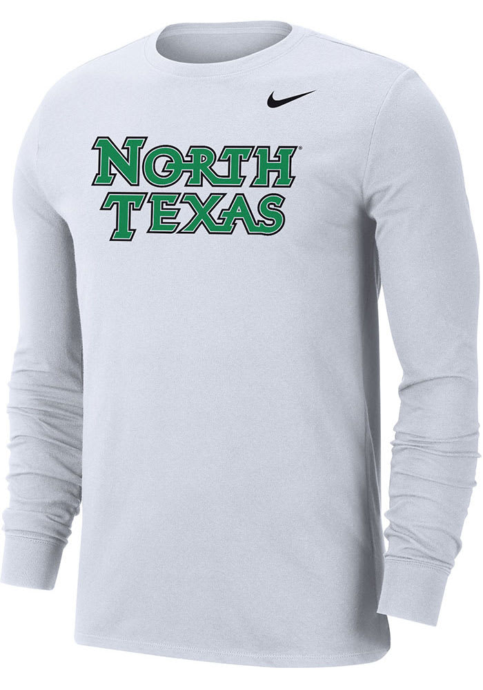 Nike North Texas Mean Green White Dri-FIT Wordmark Long Sleeve T Shirt