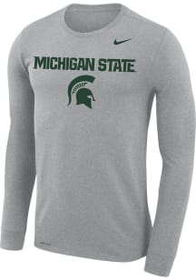 Mens Michigan State Spartans Grey Nike Legend Arch Mascot Long Sleeve T-Shirt
