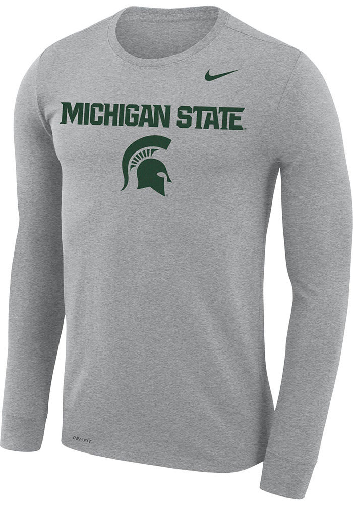 Nike Michigan State Spartans Grey Legend Arch Mascot Long Sleeve T-Shirt