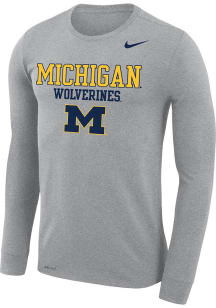 Mens Michigan Wolverines Grey Nike Legend Arch Mascot Long Sleeve T-Shirt