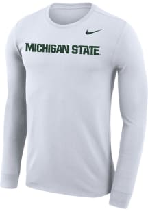 Mens Michigan State Spartans White Nike Legend Wordmark Long Sleeve T-Shirt