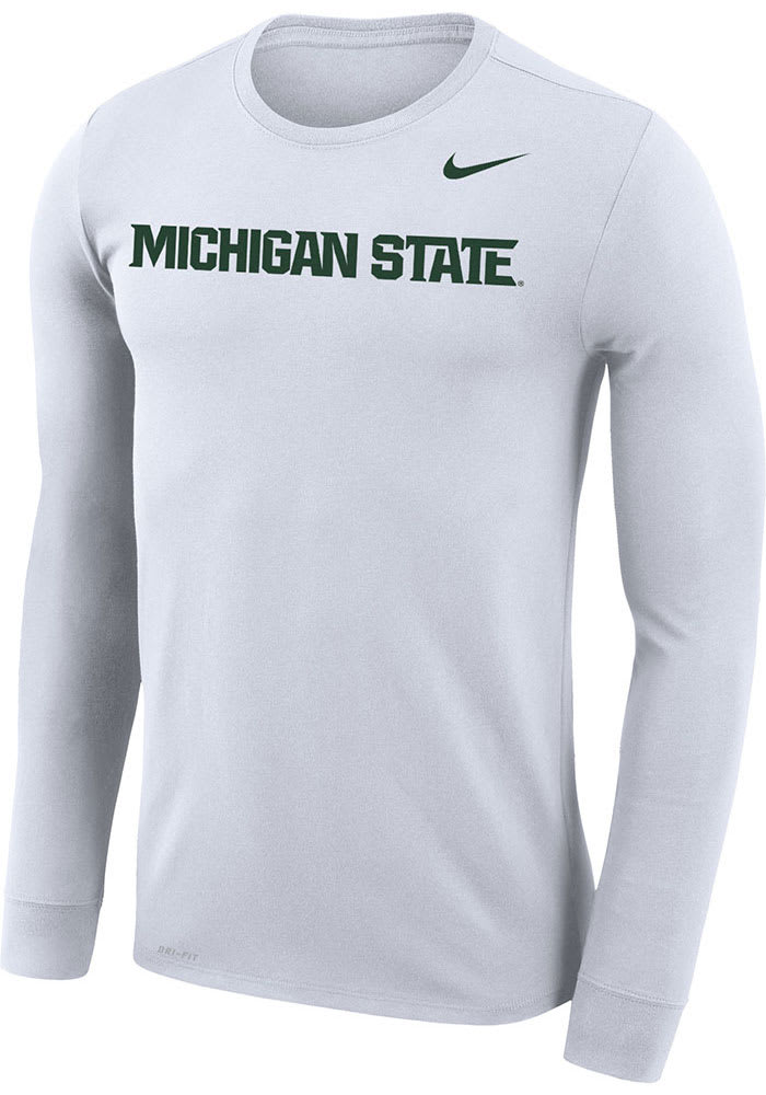 Nike Michigan State Spartans White Legend Wordmark Long Sleeve T-Shirt