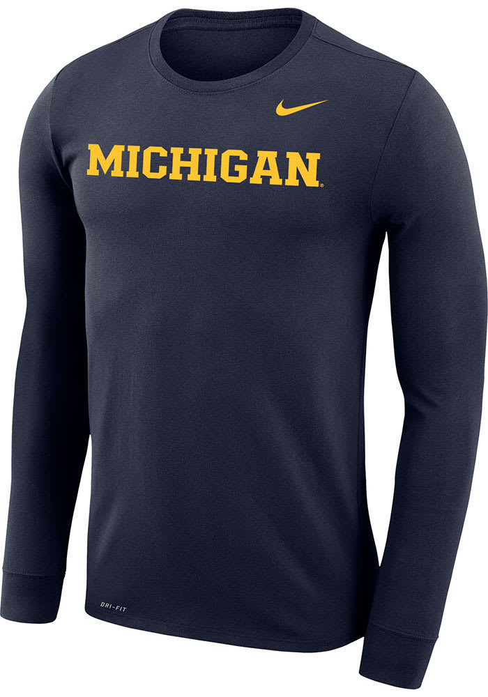 Nike Michigan Wolverines Navy Blue Legend Wordmark Long Sleeve T-Shirt