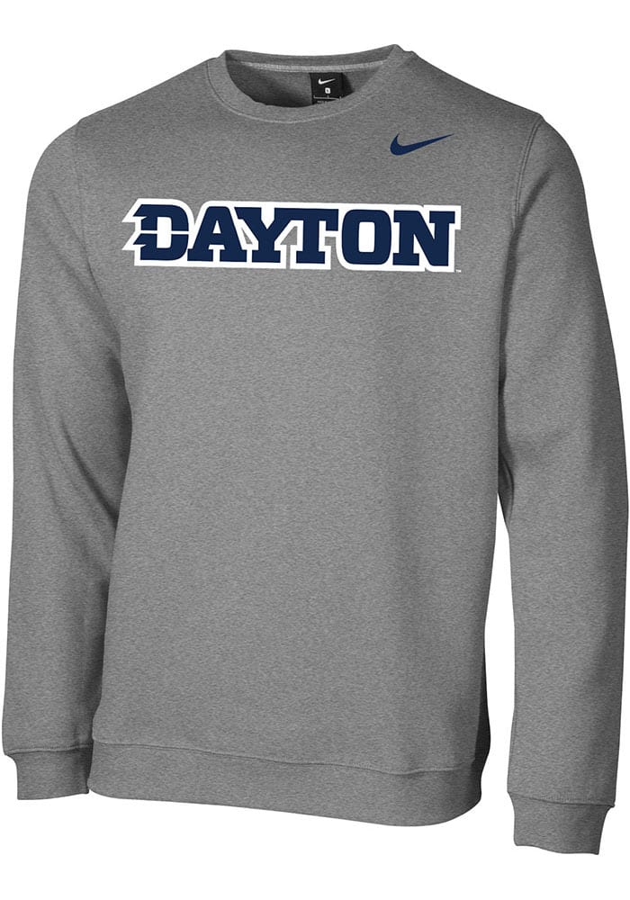 Nike Dayton Flyers Mens Grey Club Long Sleeve Crew Sweatshirt