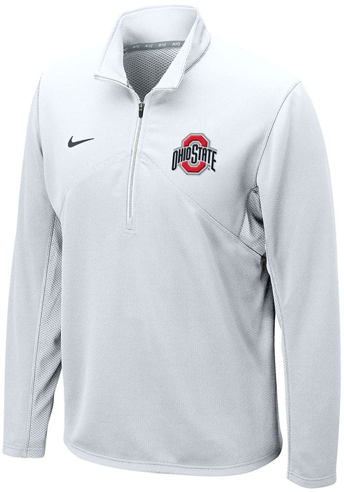 Nike Ohio State Buckeyes Mens White Dri-FIT Training Long Sleeve 1/4 Zip Pullover