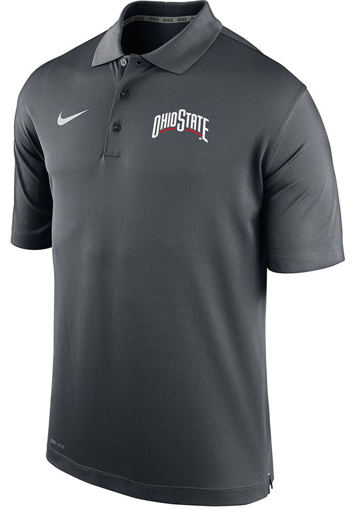 Nike Ohio State Buckeyes Mens Grey Varsity Short Sleeve Polo